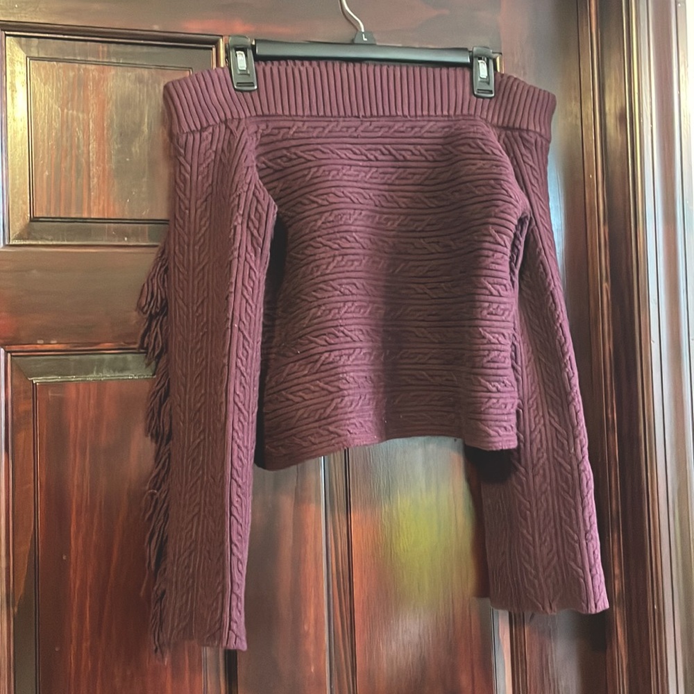 Off the shoulder thick purple sweater